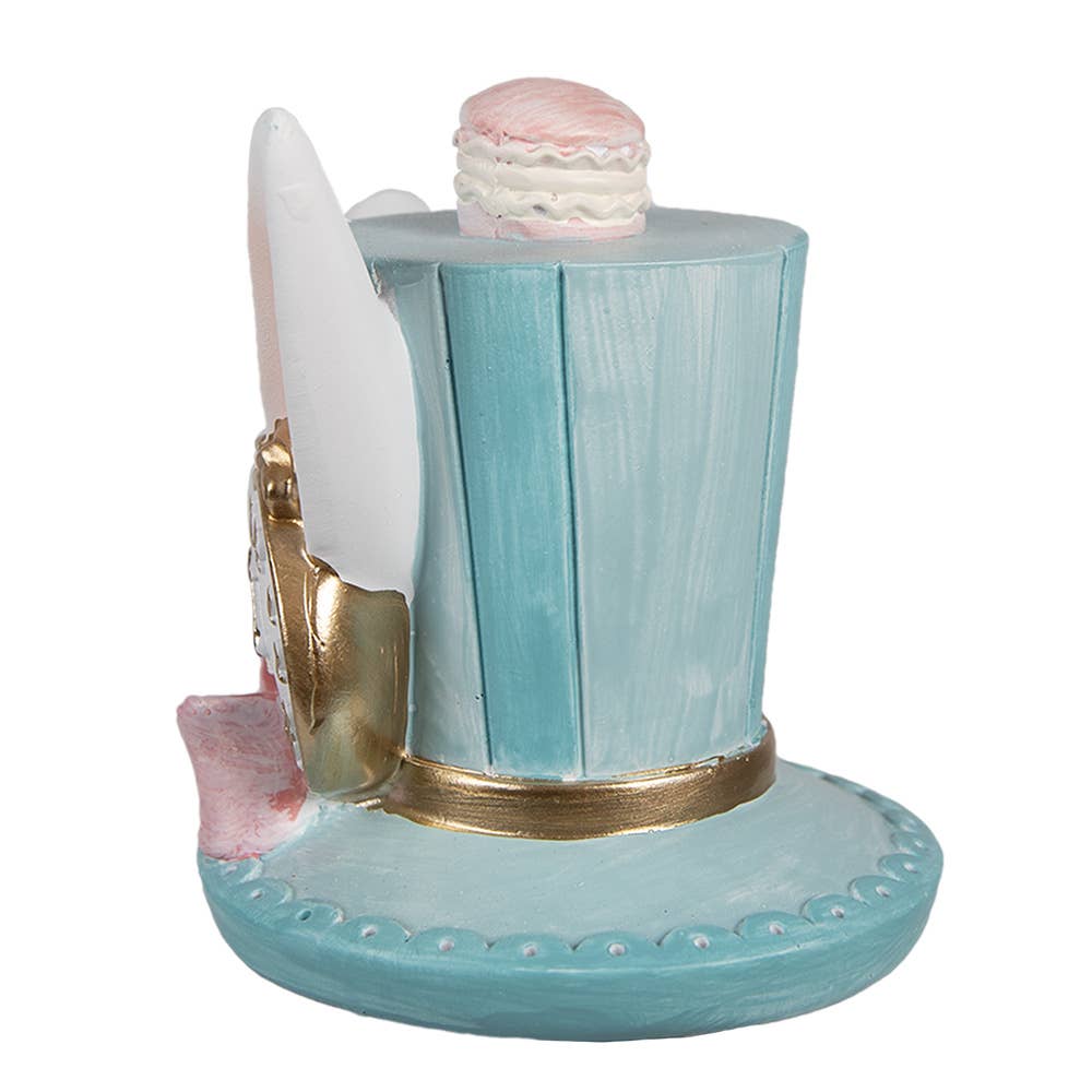 Clayre & Eef - Wholesale Decorative Figurine - 6PR4154 Figurine Hat 9 cm Blue Polyresin Rabbit1