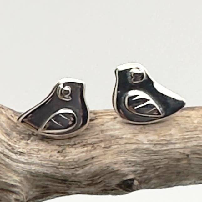 Whimsy Wings Sterling Bird Stud Earrings for wholesale by The Green Gecko