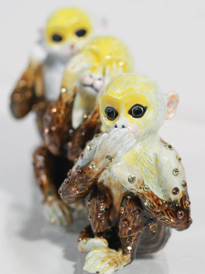 Set of 3 Enamel Monkey Ring Boxes for wholesale by Little Luxe Charm Co.