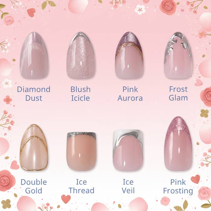 Spring Press On Nails Wholesale - French Tip Pink Cat Eye for wholesale by BTArtboxnails