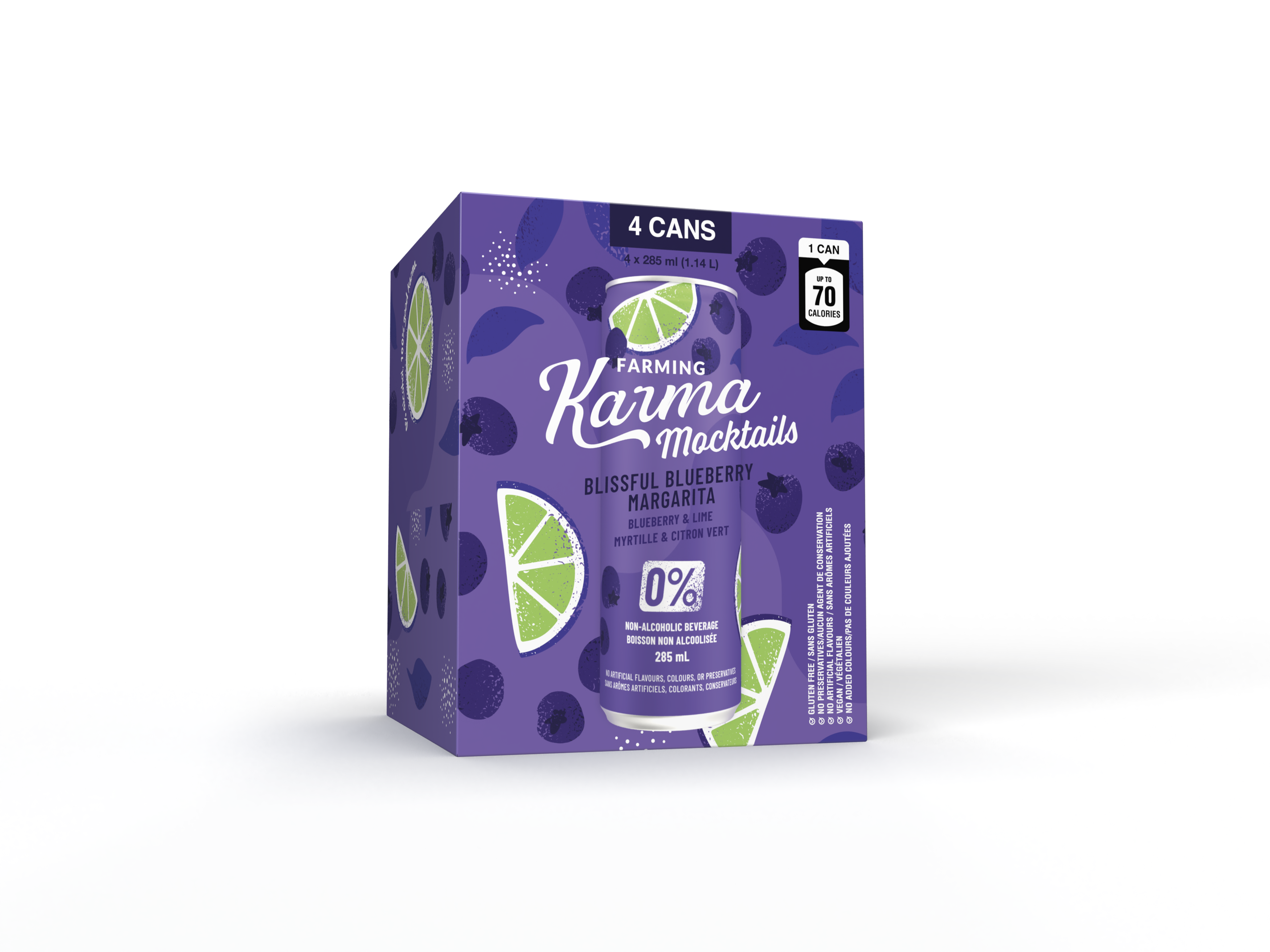 Farming Karma Fruit Co. Ltd - Vente Sodas/boissons gazeuses - Margarita à la myrtille - Myrtille et citron vert (pack de 4)0