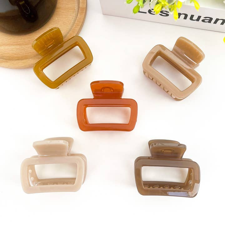 Square Thickened Hair Clip, Brown Series Claw Clip for wholesale by TheDivaSoap