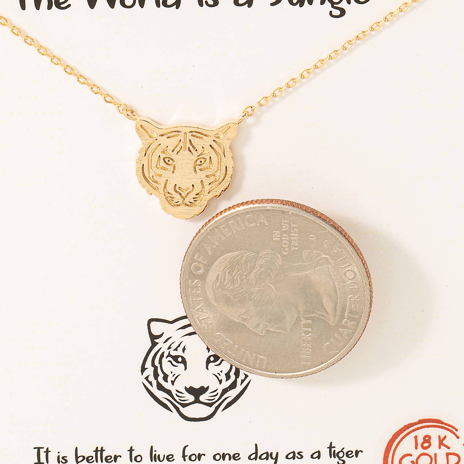 Fame Accessories - Wholesale Pendant/Charm Necklace - Gold Dipped Tiger Head Pendant Necklace1