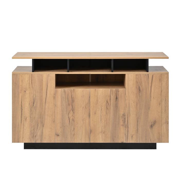 Buffet i naturligt træeffekt med 4 åbne rum og 4 døre 140x40x85cm TERRALCA for engroshandel hos Urban Meuble