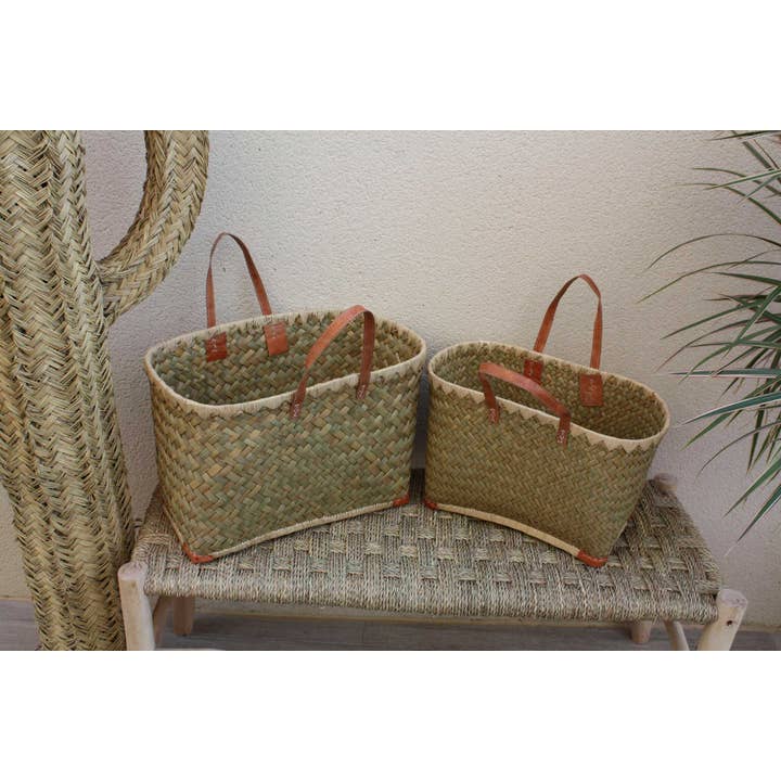 Madagaskar shoppingkorgar – mellan och stor – flätad korgväska i palmfiber för marknad, strand och vardag för wholesale av Boutique Huléti