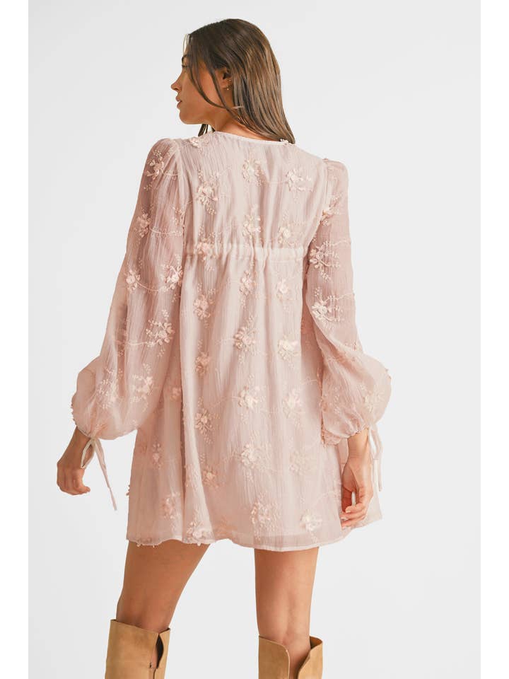 Endless Blu - Wholesale Dress - Women's - Embroidered Long Sleeve Mini Dress LD1678A