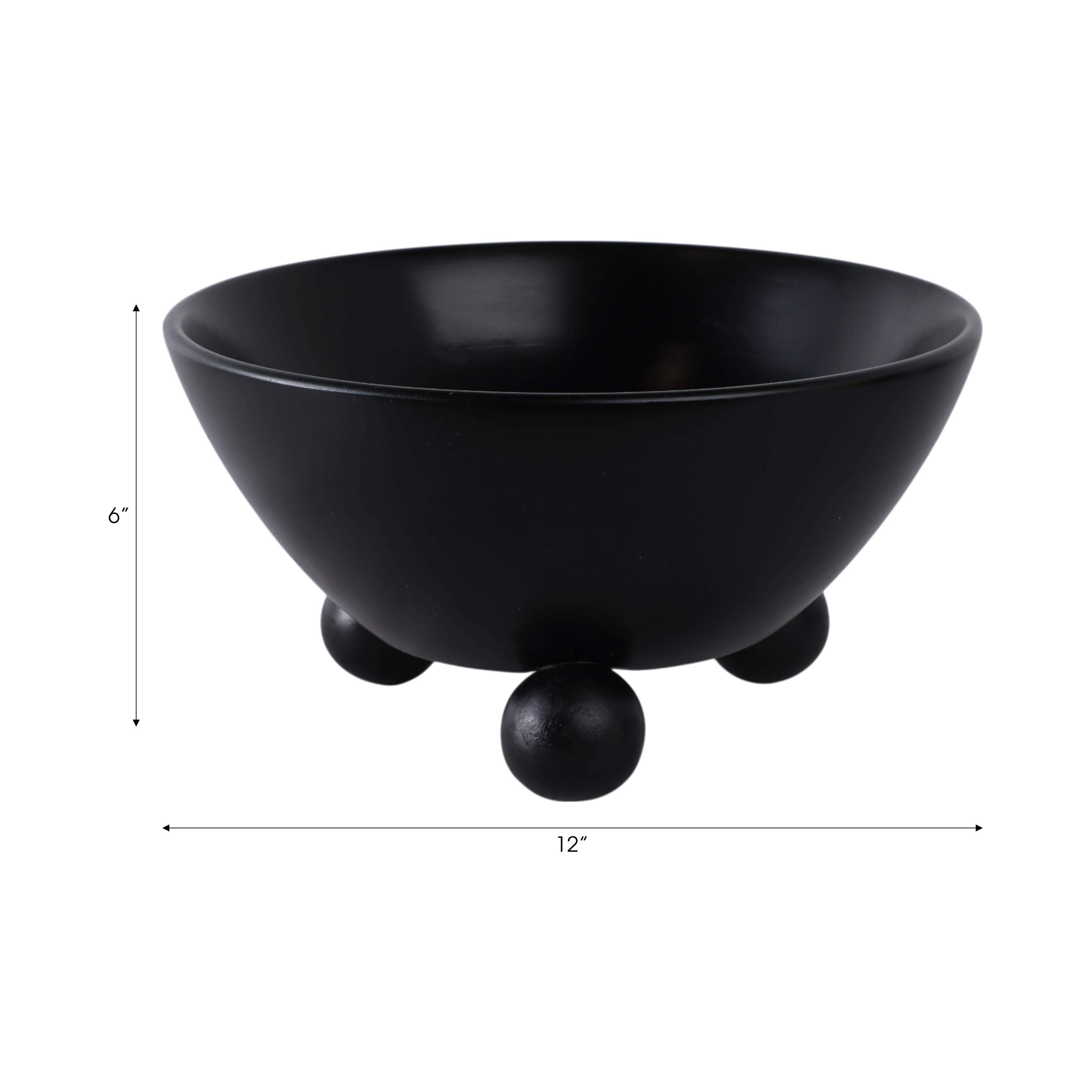 Sagebrook Home - Wholesale Decorative Plate/Dish/Bowl - Mango Wood Rounded Feet Decorative Bowl - Black, 12 in.2