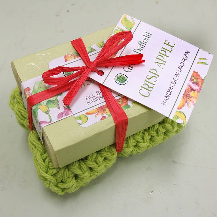 Crisp Apple Soap & Washcloth Gift Set - Fall for wholesale by Green Daffodil Bath & Body