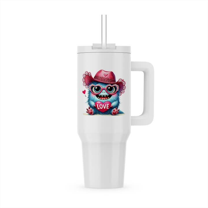 3dRose - Wholesale Insulated Mug/Tumbler - 3dRose, An image of a funny blue Chupacabra, Valentine Day gift, charm, Tumbler5