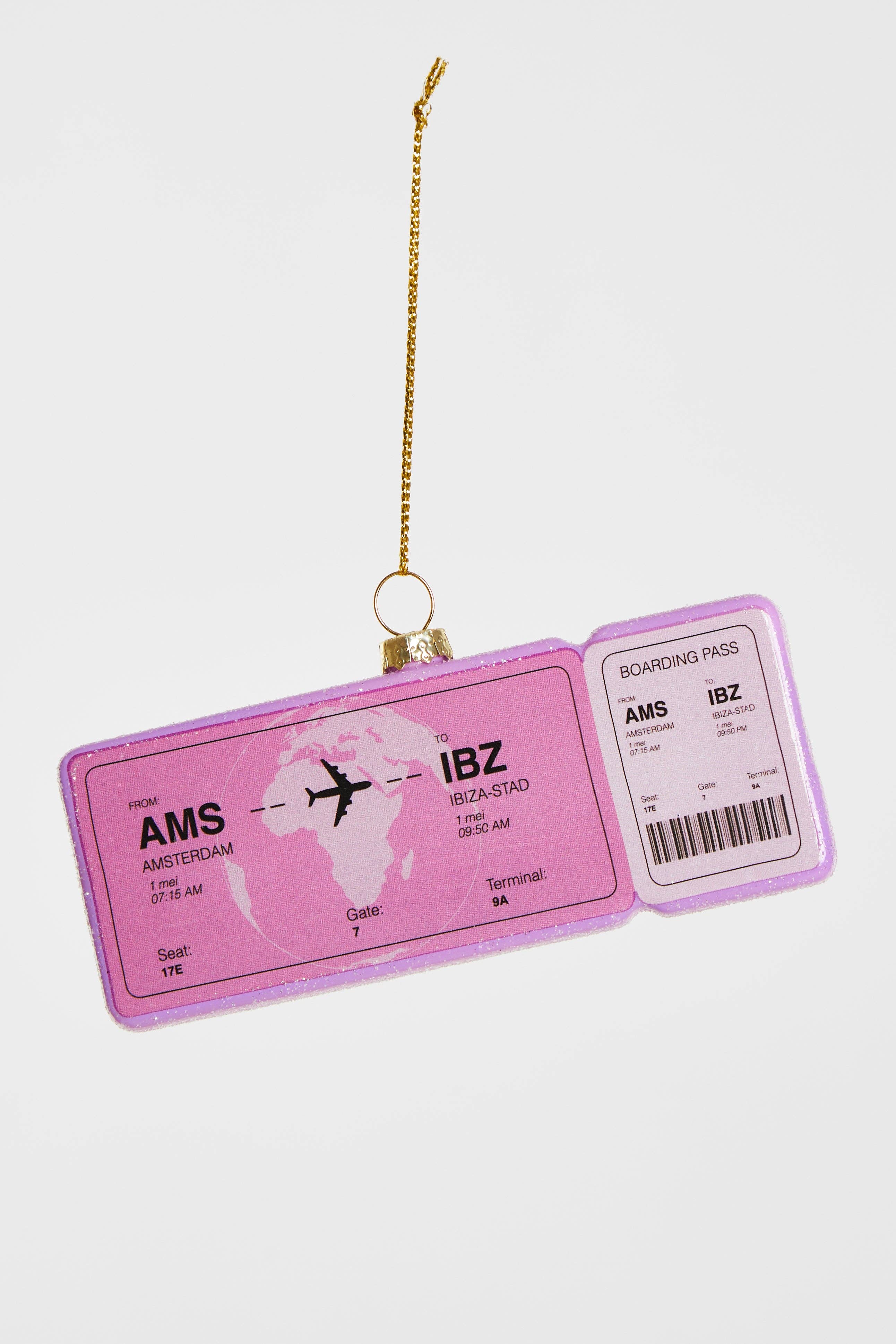 Yup in de boom - Wholesale Ornament - Boarding pass Amsterdam - Ibiza Ornament1