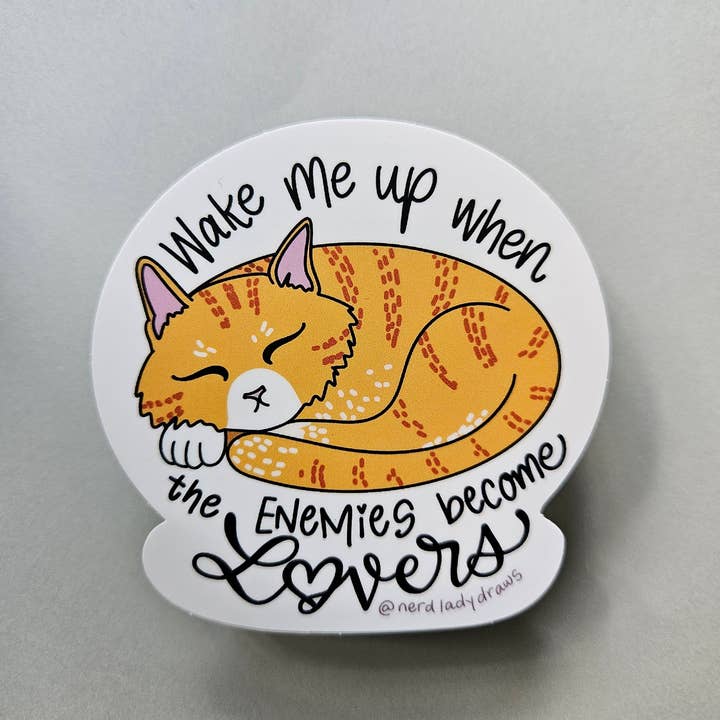 Nerd Lady Designs - Wholesale Sticker - Enemies to Lovers Sleeping Kitty Sticker4