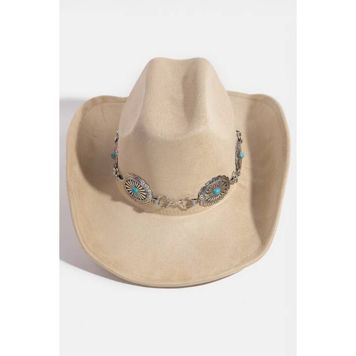 Collections by Fame Accessories - Wholesale Cowboy Hat - Women's - Turquoise Stud Concho Belt Western Cowboy Hat