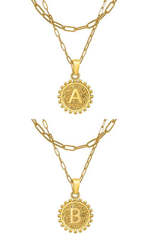 ACCITY - Wholesale Pendant/Charm Necklace - DOUBLE CHAIN INITIALS PENDANT NECKLACE_CWAJE1065