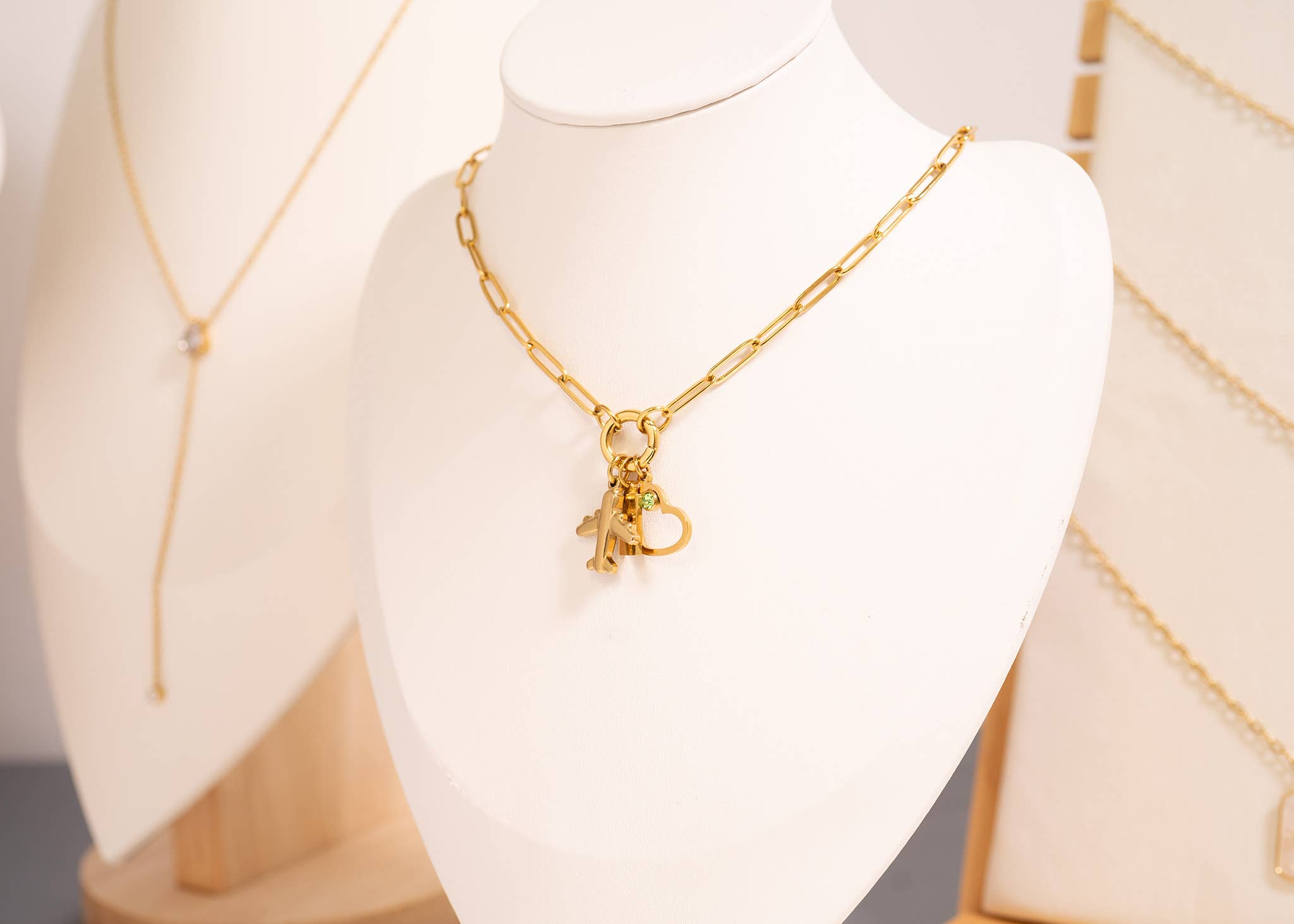 WJW - Wholesale Pendant/Charm Necklace - Stainless Steel Paperclip Carabiner Charm Holder Necklace10