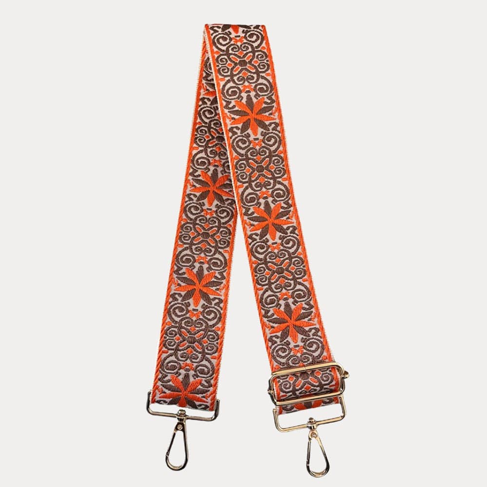 AHDORNED - Wholesale Bag Strap - Women's - 2" Floral Embroidered Strap-Gold Hardware1