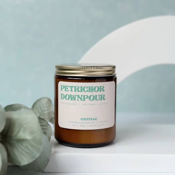 Caitelle - Wholesale Jar/Filled Candle - Petrichor Downpour Handmade Coconut Soy Wax Candle1
