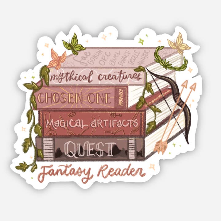 Fantasy Reader Sticker for wholesale by Designs with Jamie