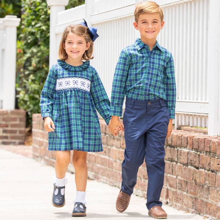 Shrimp and Grits Kids - Wholesale Button Down Shirt - Kids - Boys Oxford - Midnight Tartan1