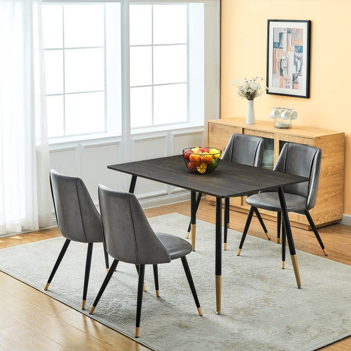 39F Inc. - Wholesale Chair - Mid-Century Modern Dining Chair Faux Leather Gold/Black Legs