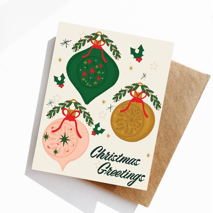Christmas Greetings, Greeting Card for wholesale by The Palmera Design Studio