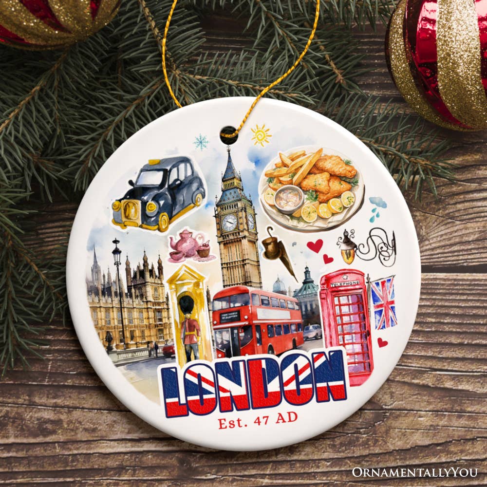 OrnamentallyYou – wholesale Ornament – Classic London Artwork City Full of Landmarks Ornament3