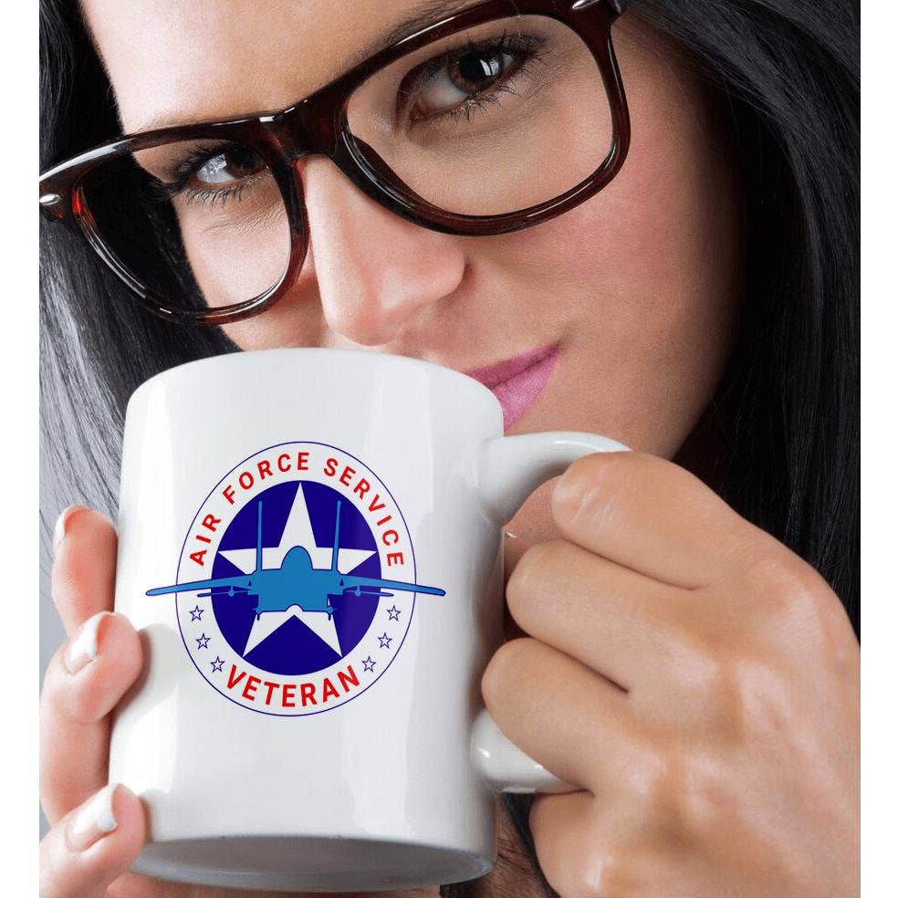 3dRose - Wholesale Coffee Mug - 3dRose, Air Force Service Veteran elegant badge, blue plane white star, Mug9