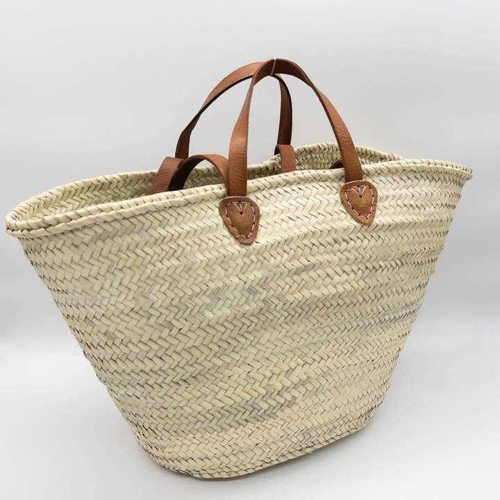 DarKech - Wholesale Beach Bag - Market basket STRAW BAG Handmade with leather, French Market