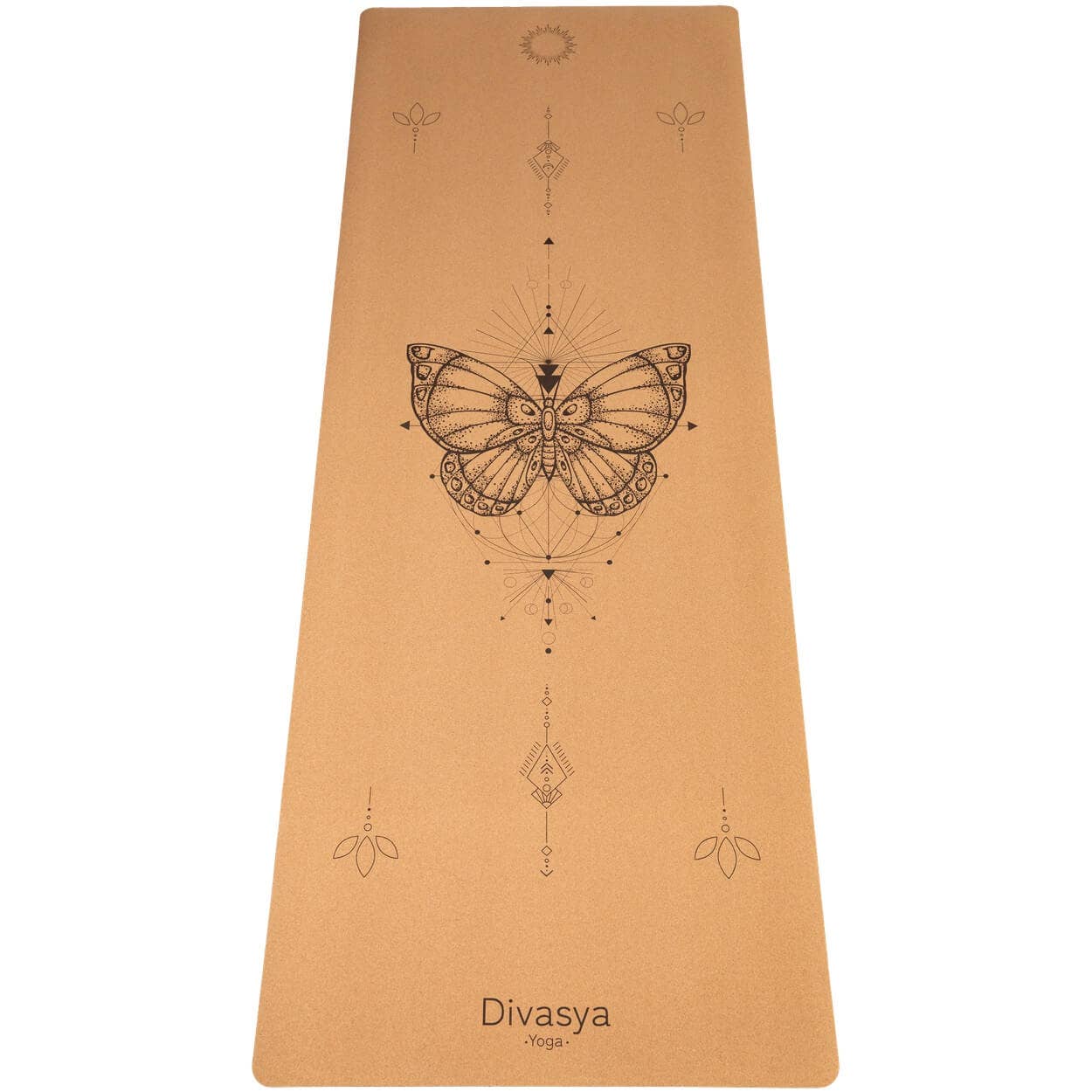 Divasya - Wholesale Yoga Mat - Cork & Natural Rubber Yoga Mat | 183 x 66 x 0.4cm | in 6 Yoga Designs | with Carrying Strap1
