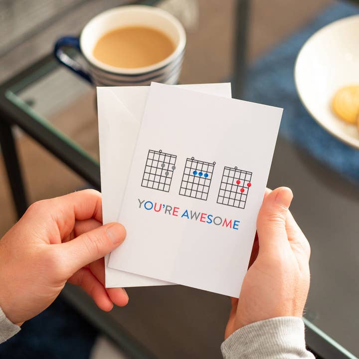 Carte de voeux Dad You're Awesome Guitar Chords pour la vente par Ellie Ellie LTD