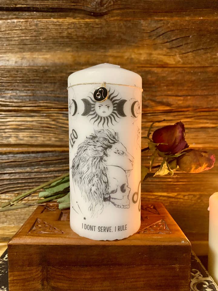 Leo Zodiac Decor Candle for wholesale by Krimson Canvas