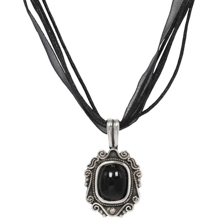 The Gilded Witch - Wholesale Pendant/Charm Necklace - The Scrying Necklace - Black Onyx Gemstone, Modern Witchy