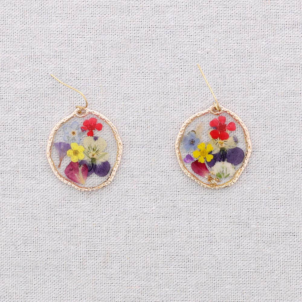 Sonata – wholesale Snap jewellery – Hanging Steel Earrings with Dried Flowers3