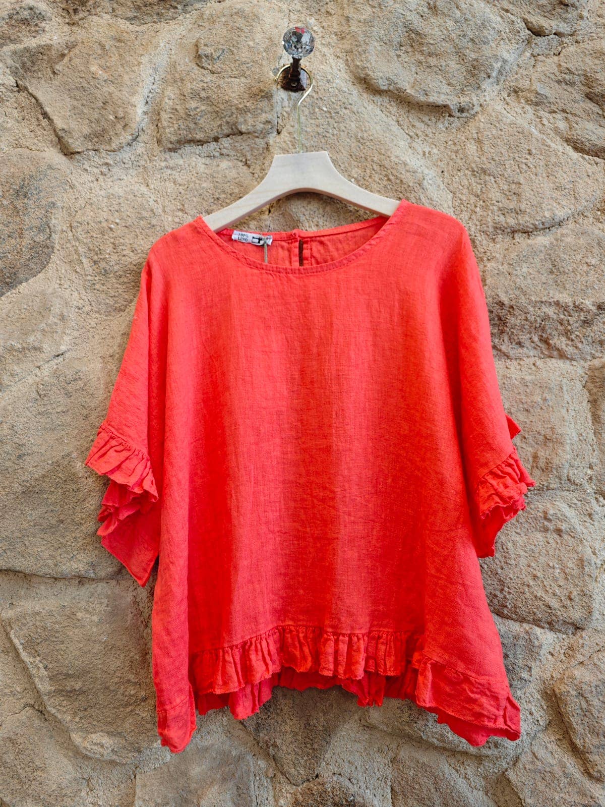 Linen & More - Wholesale Blouse - Women's - REF 10740 100% LINEN RUFFLE BLOUSE7