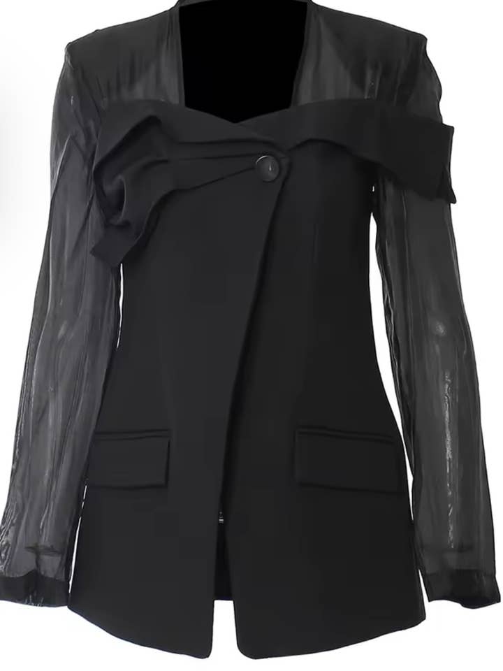 Sheer Sleeve Statment Making Blazer for wholesale by Luxe & Leather by Madonna & Co