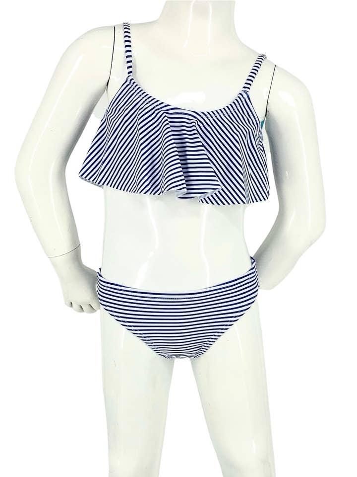 Biquíni feminino Flutter top moderado de duas peças - Stripe Navy por atacado de MARINA WEST SWIM