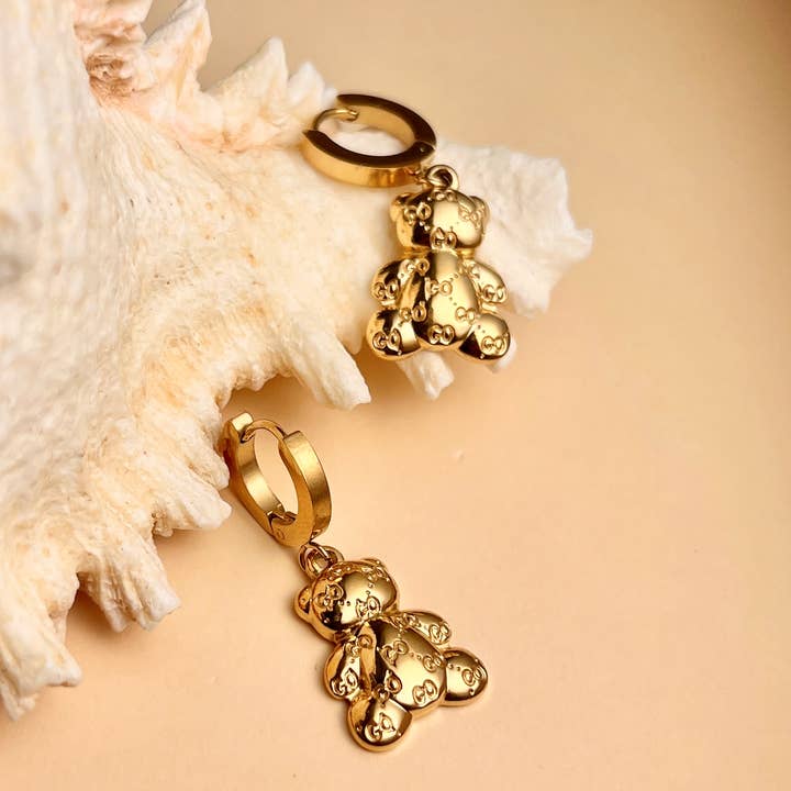 COSMOS - Wholesale Dangle Earrings - Stainless steel teddy bear drop earring1