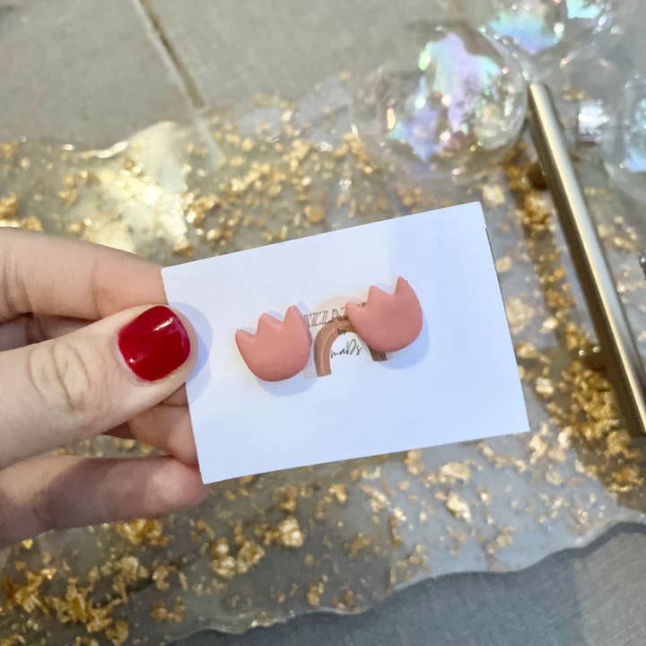 Nude tulip studs for wholesale by Pizzazzed by Mads