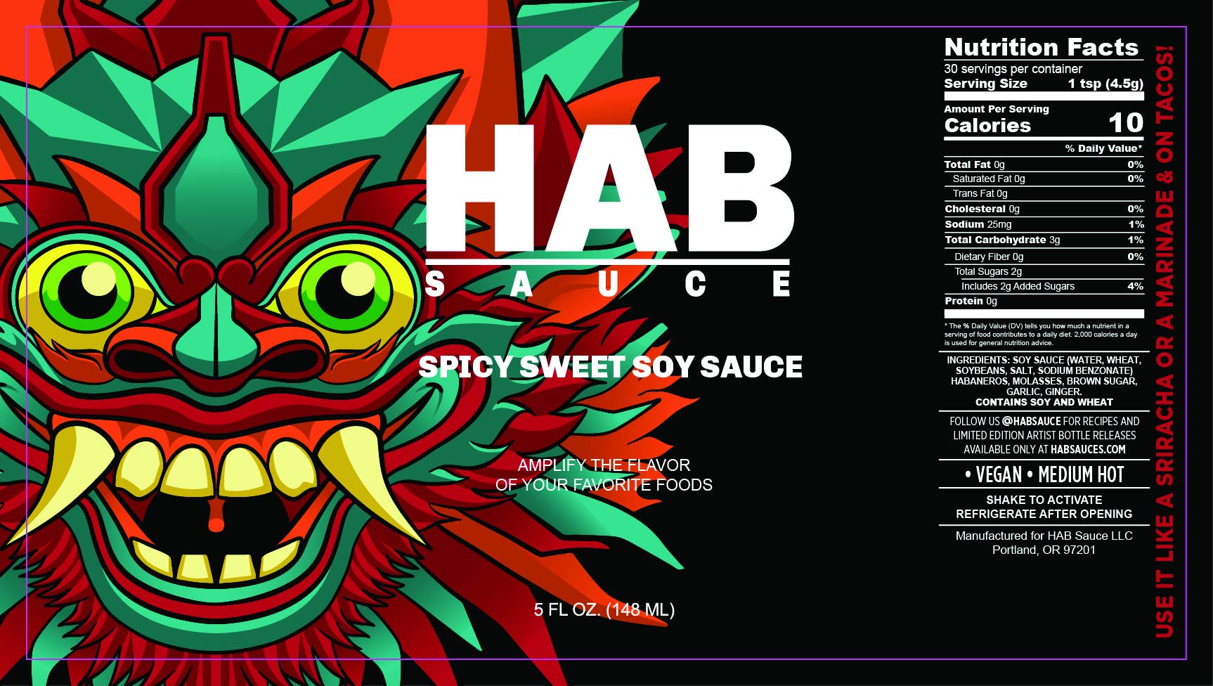 HAB Sauce – Engroshandel Hot sauce – Krydret Sød Sojasauce HAB Sauce Stærk Sauce 5 oz. (148 ml)1