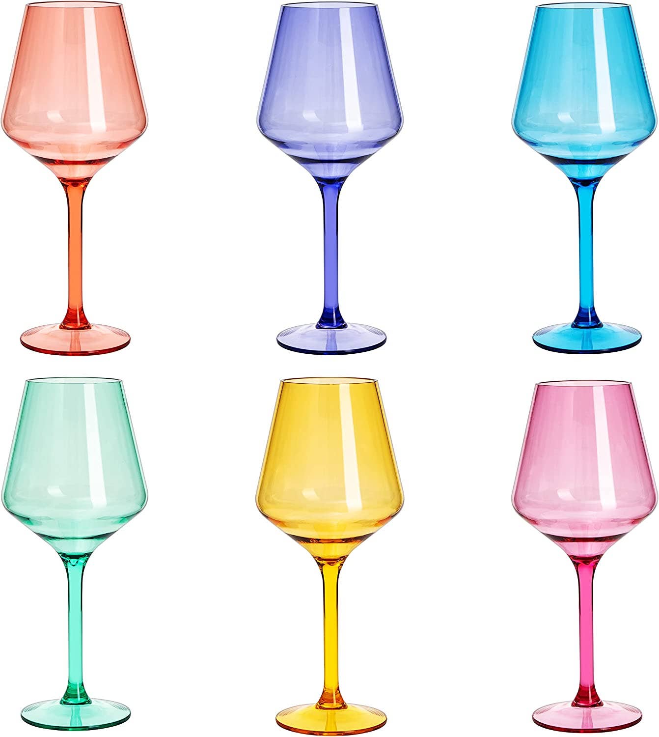 The Wine Savant /  Khen Glassware - Wholesale Wine Glass - Unbreakable Colored Stemmed Acrylic Wine Glasses Set of 63