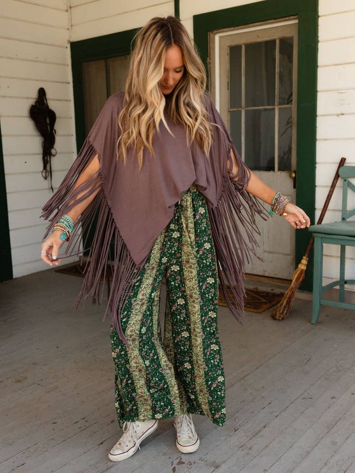 Three Bird Nest - Wholesale Knit Top - Women's - Western Showstopper Fringe Top - Mocha9