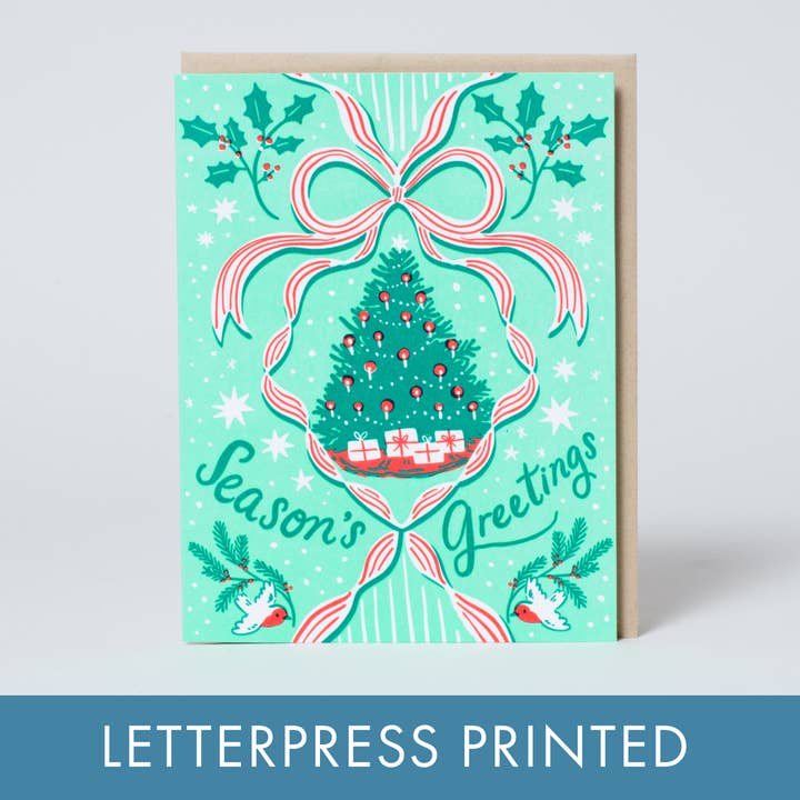 Vintage Tree Holiday Letterpress Card by Hello!Lucky for wholesale by Egg Press Manufacturing