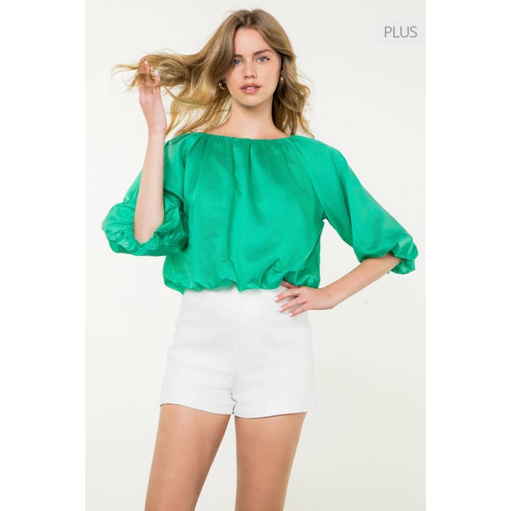 /Size XL/ Puff Sleeve Elastic Neck Blouse for wholesale by THML