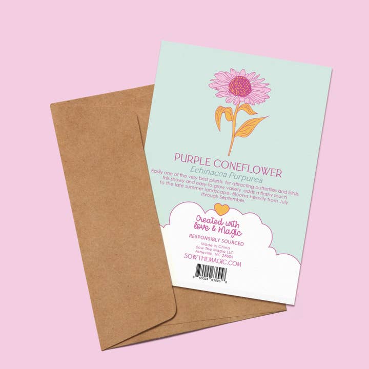 Sow the Magic - Wholesale Everyday Greeting Card - Strength in Echinacea Botanical Tarot Greeting Card