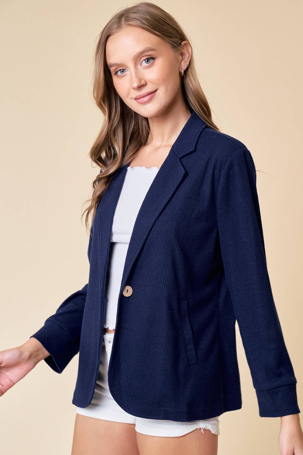 Doe and Rae - Wholesale Blazer - Women's - Placket Sleeve Knit Blazer - 10325J10