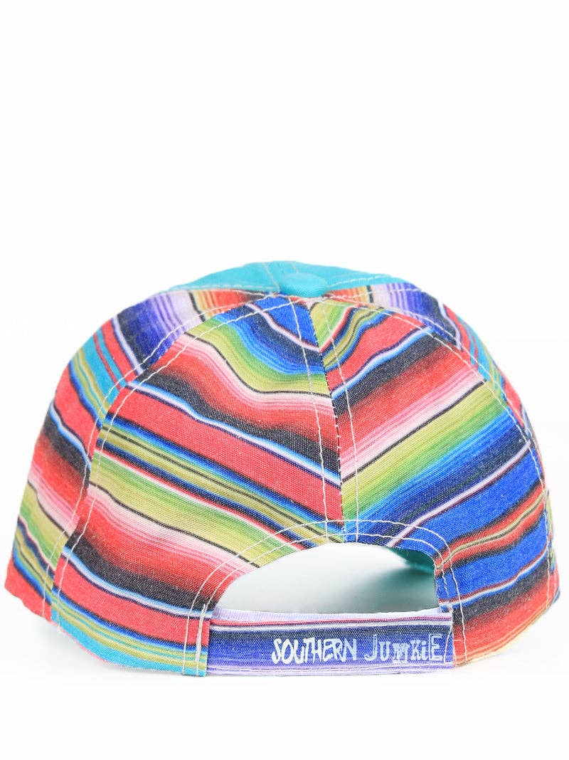 Embroidered Serape Texas on Turquoise Hat with Serape Fabric for wholesale on Faire1