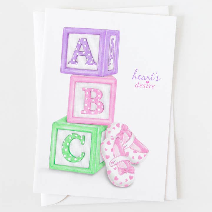 Heart's Desire Baby Girl Greeting Card C_1316 for wholesale by Ann Scott Design