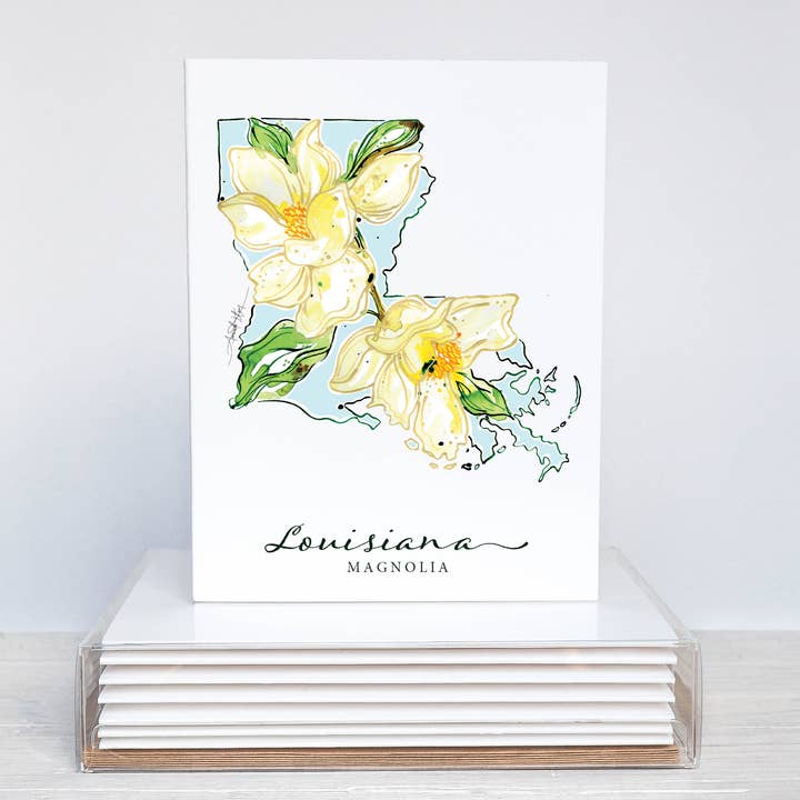 Louisiana Magnolia State Flower Notecard Set for wholesale by Amanda Klein Co.