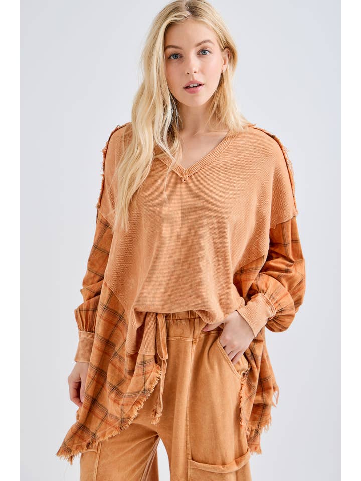 J.Her - Vente Tunique – femme - Top surdimensionné Boho avec flanelle à carreaux, taille HT414418