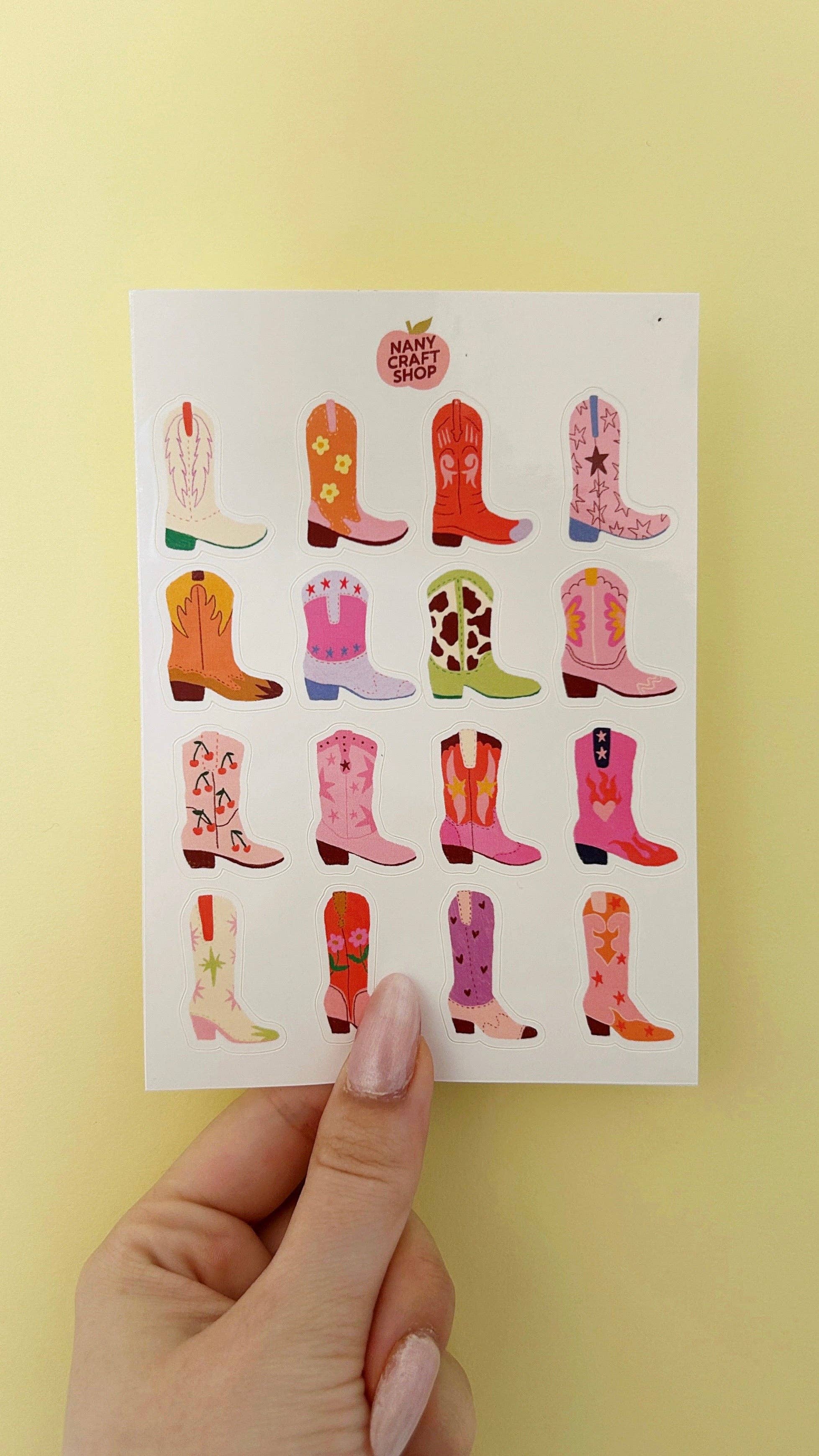 Nany Craft Shop - Wholesale Sticker - Cowboy boots sticker sheet A61