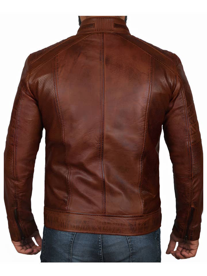 TA Impex - Wholesale Motorjack - Heren - De rijke mahonie: Echte leren herenjacket in bruin1